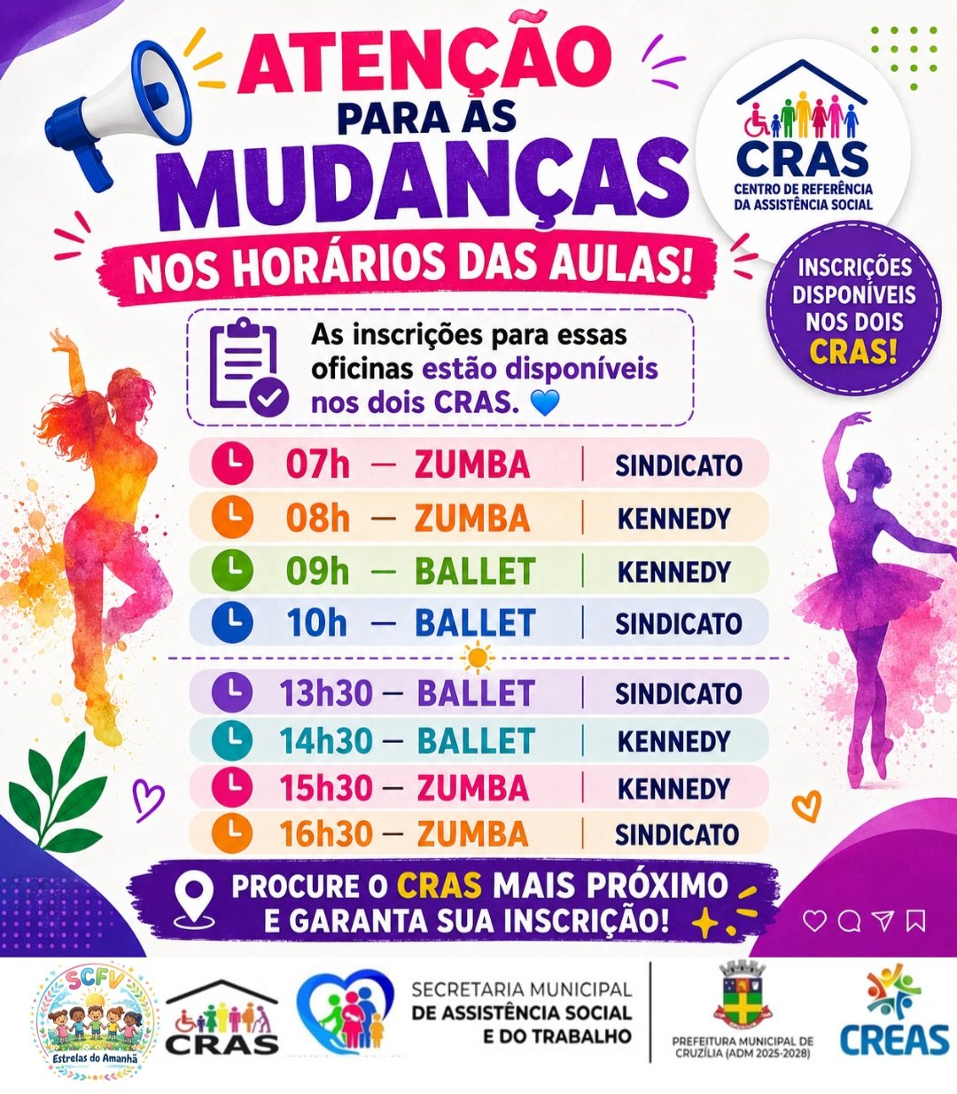 CRAS abre inscrições de Zumba e Ballet com novos horários